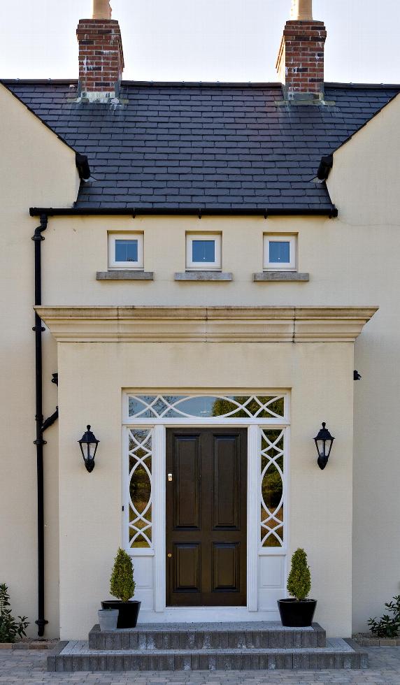 Front door of two storey house in Northern Ireland