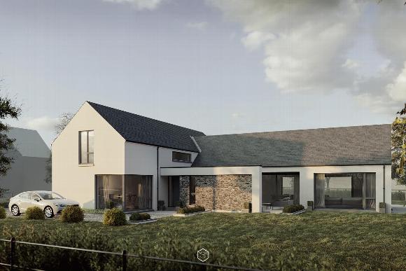 Modern white home and cobblestone concept in Northern Ireland